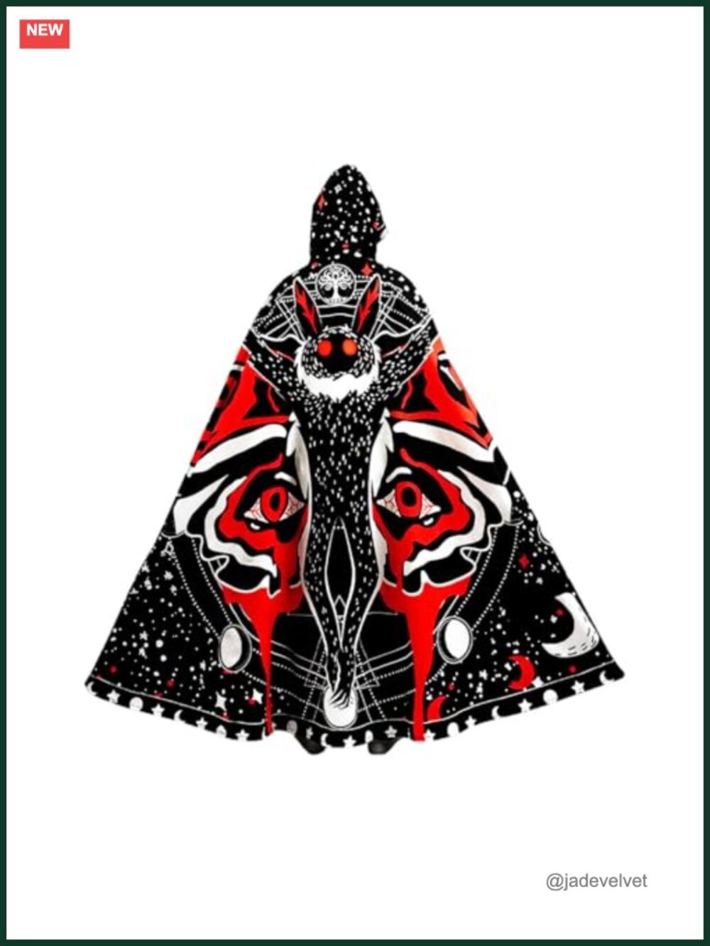 Mothman Hooded Cloak Costume Cosplay Robe Halloween Full Length